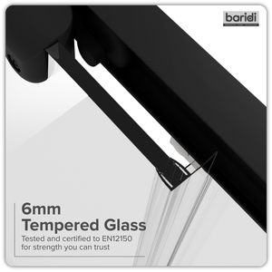 Baridi DH293 Sliding Shower Door 1000 x 1850mm, 6mm Tempered Glass, Reversible - Black - additional view 3