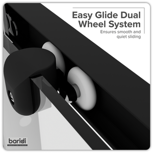 Baridi DH293 Sliding Shower Door 1000 x 1850mm, 6mm Tempered Glass, Reversible - Black - additional view 4
