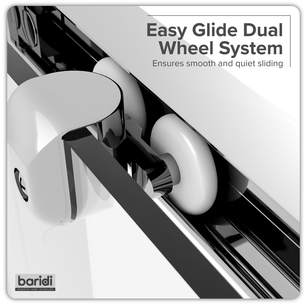 Baridi DH294 Sliding Shower Door 1200 x 1850mm, 6mm Tempered Glass, Reversible - Chrome - additional view 6
