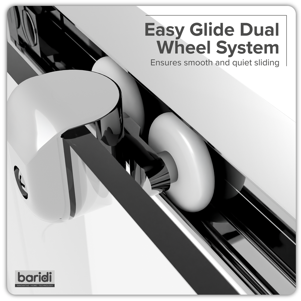 Baridi DH295 Sliding Shower Door 1200 x 1850mm, 6mm Tempered Glass, Reversible - Black - additional view 6