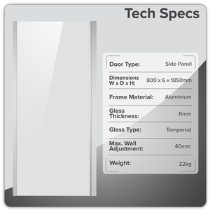 Baridi DH296 Side Panel for Sliding Shower Doors, 6mm Tempered Glass - Chrome - additional view 9