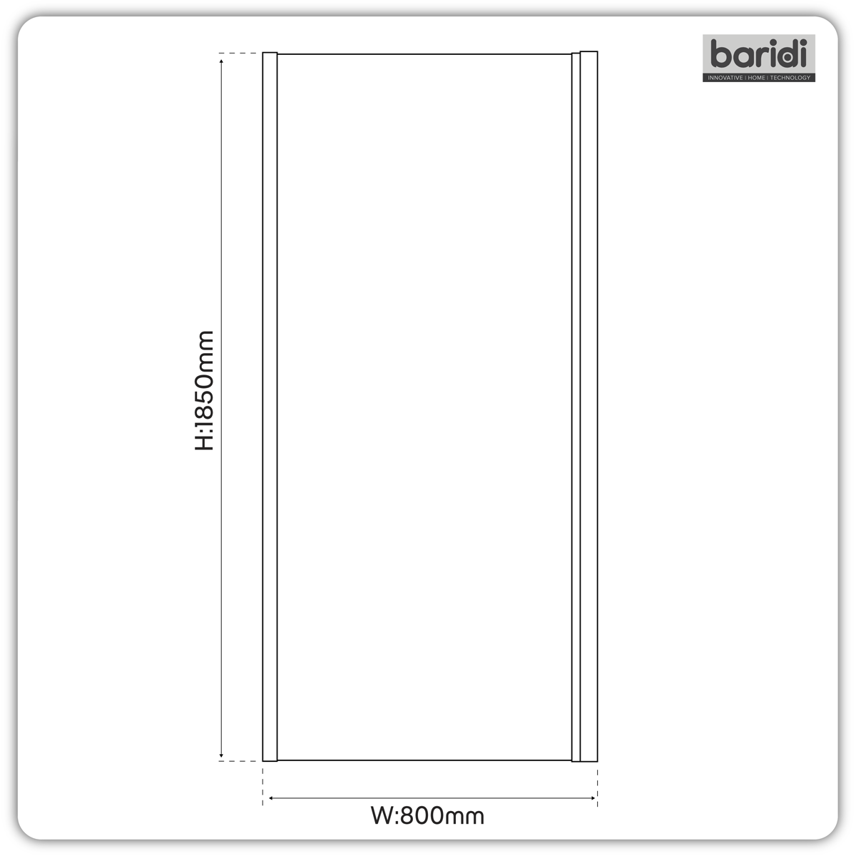 Baridi DH297 Side Panel for Sliding Shower Doors, 6mm Tempered Glass - Black - additional view 6