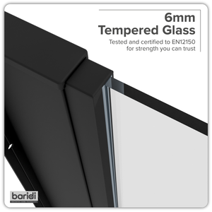 Baridi DH297 Side Panel for Sliding Shower Doors, 6mm Tempered Glass - Black - additional view 3