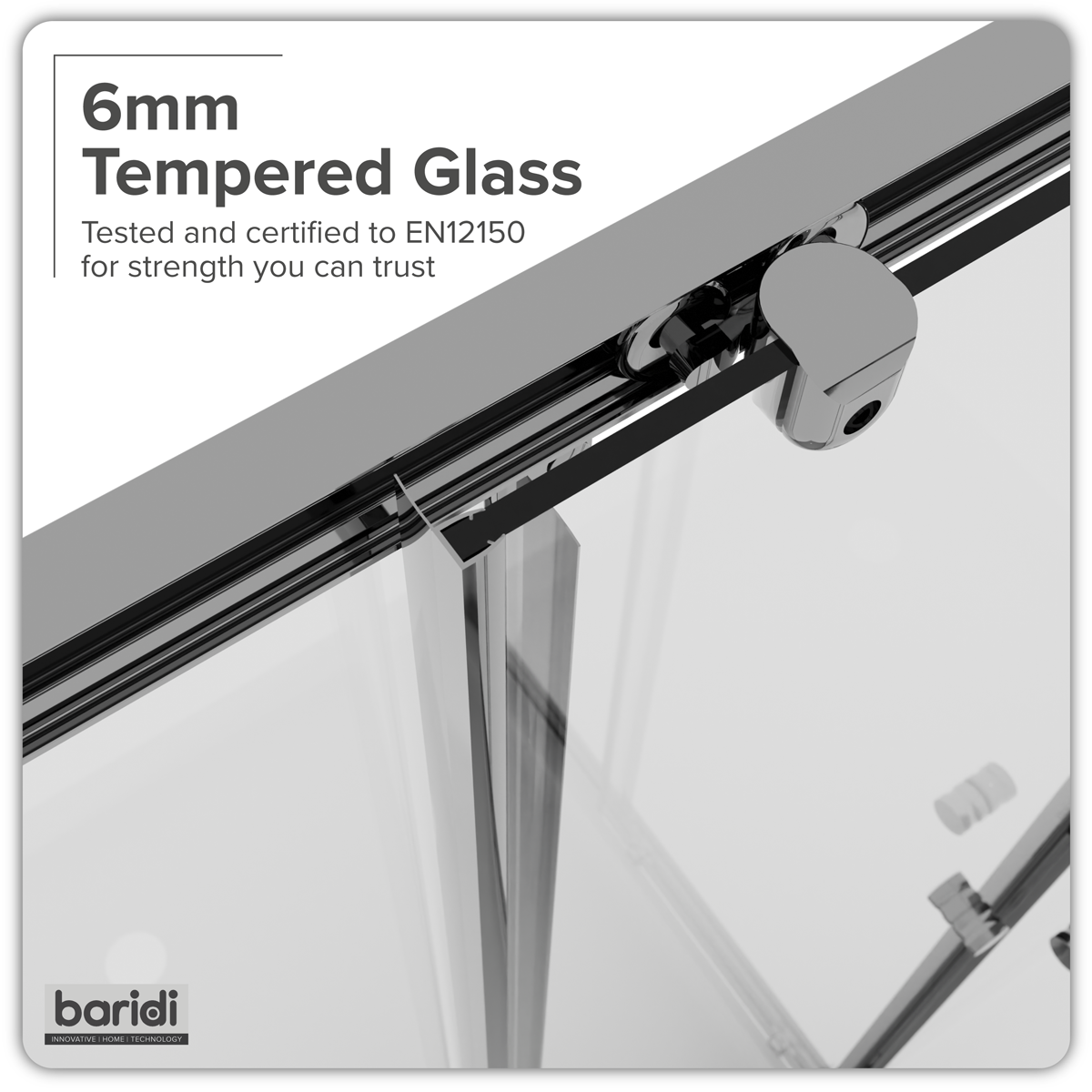 Baridi DH298 Corner Shower Entry Enclosure 800 x 800 x 1850mm with 6mm Tempered Glass - Chrome - additional view 6