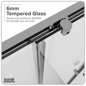 Baridi DH298 Corner Shower Entry Enclosure 800 x 800 x 1850mm with 6mm Tempered Glass - Chrome - additional view 6