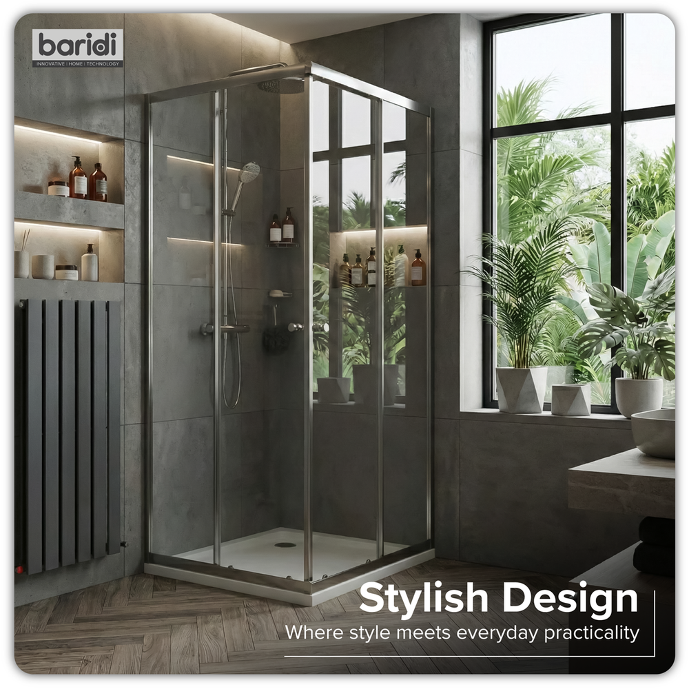 Baridi DH298 Corner Shower Entry Enclosure 800 x 800 x 1850mm with 6mm Tempered Glass - Chrome - additional view 2