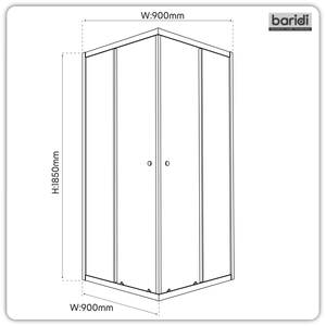 Baridi DH299 Corner Shower Entry Enclosure 900 x 900 x 1850mm with 6mm Tempered Glass - Chrome - additional view 6