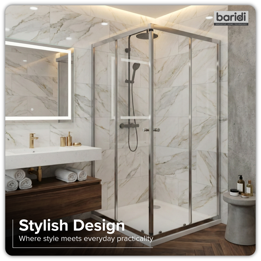 Baridi DH299 Corner Shower Entry Enclosure 900 x 900 x 1850mm with 6mm Tempered Glass - Chrome - additional view 2