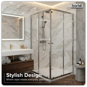Baridi DH299 Corner Shower Entry Enclosure 900 x 900 x 1850mm with 6mm Tempered Glass - Chrome - additional view 2