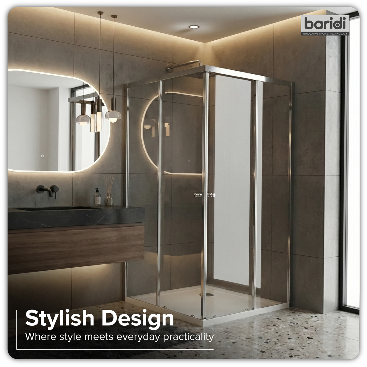 Baridi DH300 Corner Shower Entry Enclosure 1000 x 800 x 1850mm with 6mm Tempered Glass - Chrome - additional view 2