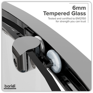 Baridi DH301 Quadrant Shower Entry Enclosure 800 x 800 x 1850mm with 6mm Tempered Glass - Chrome - additional view 9