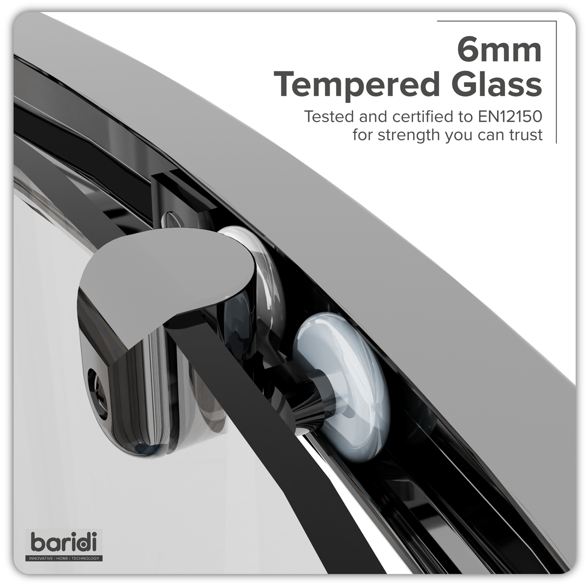 Baridi DH302 Quadrant Shower Entry Enclosure 900 x 900 x 1850mm with 6mm Tempered Glass - Chrome - additional view 8