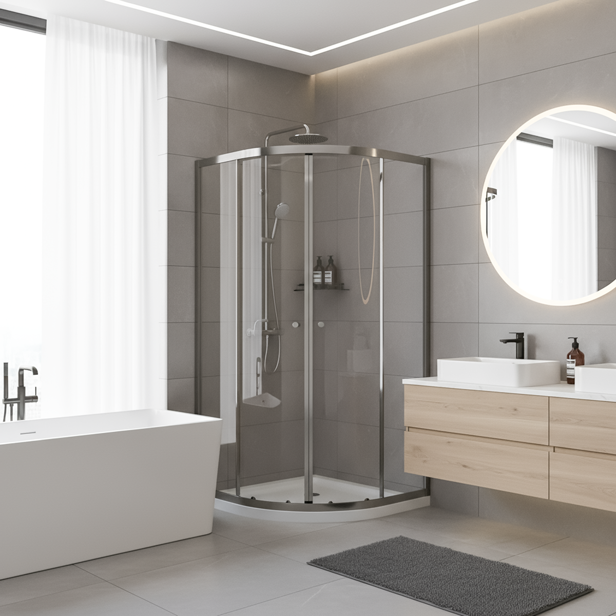 Baridi DH302 Quadrant Shower Entry Enclosure 900 x 900 x 1850mm with 6mm Tempered Glass - Chrome - additional view 2