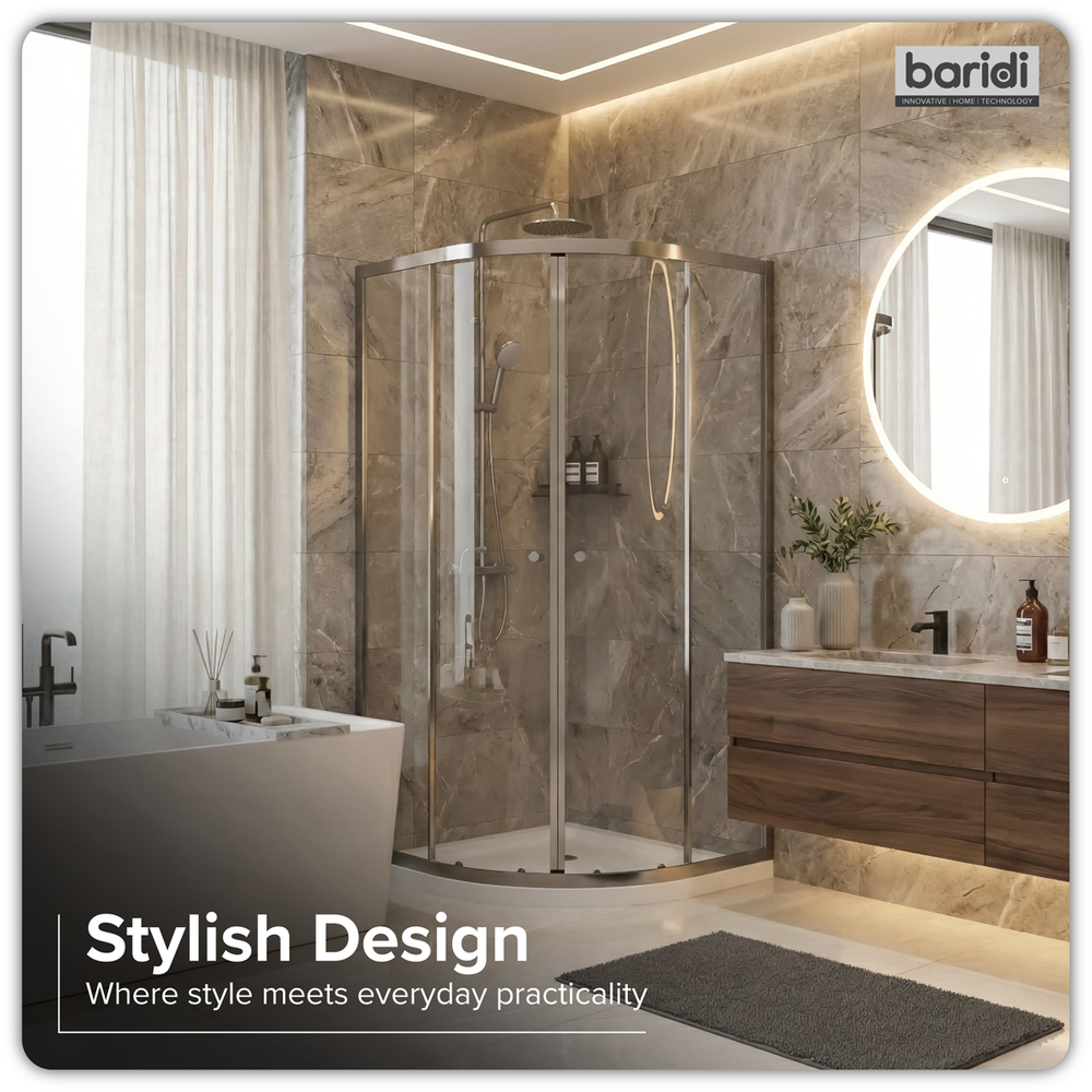 Baridi DH302 Quadrant Shower Entry Enclosure 900 x 900 x 1850mm with 6mm Tempered Glass - Chrome - additional view 5
