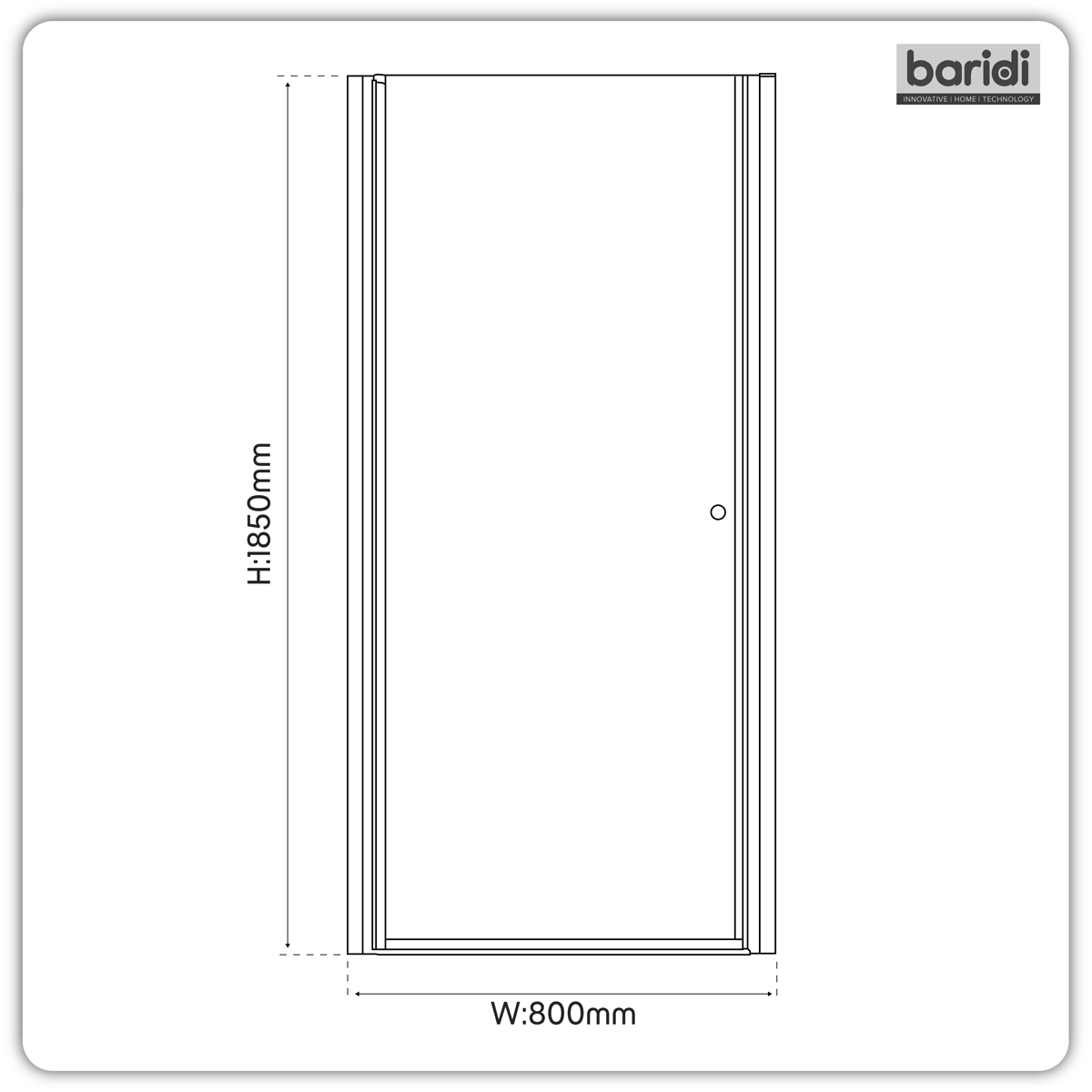 Baridi DH303 Pivot Shower Door 800 x 1850mm, 6mm Tempered Glass, Reversible - Chrome - additional view 6