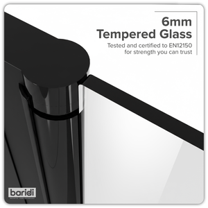 Baridi DH304 Pivot Shower Door 800 x 1850mm, 6mm Tempered Glass, Reversible - Black - additional view 3