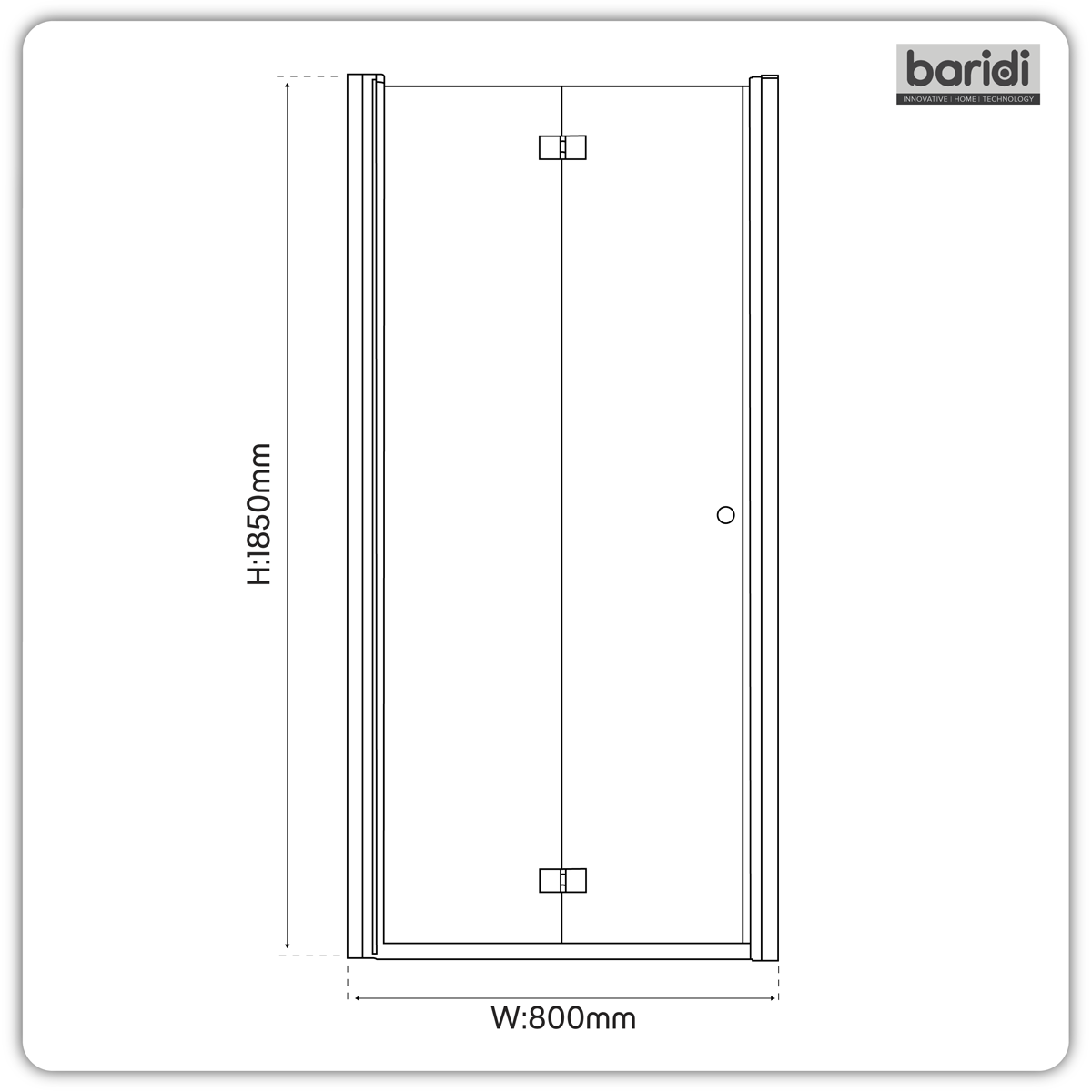 Baridi DH305 Bi-Fold Shower Door 800 x 1850mm, 6mm Tempered Glass, Reversible - Chrome - additional view 6