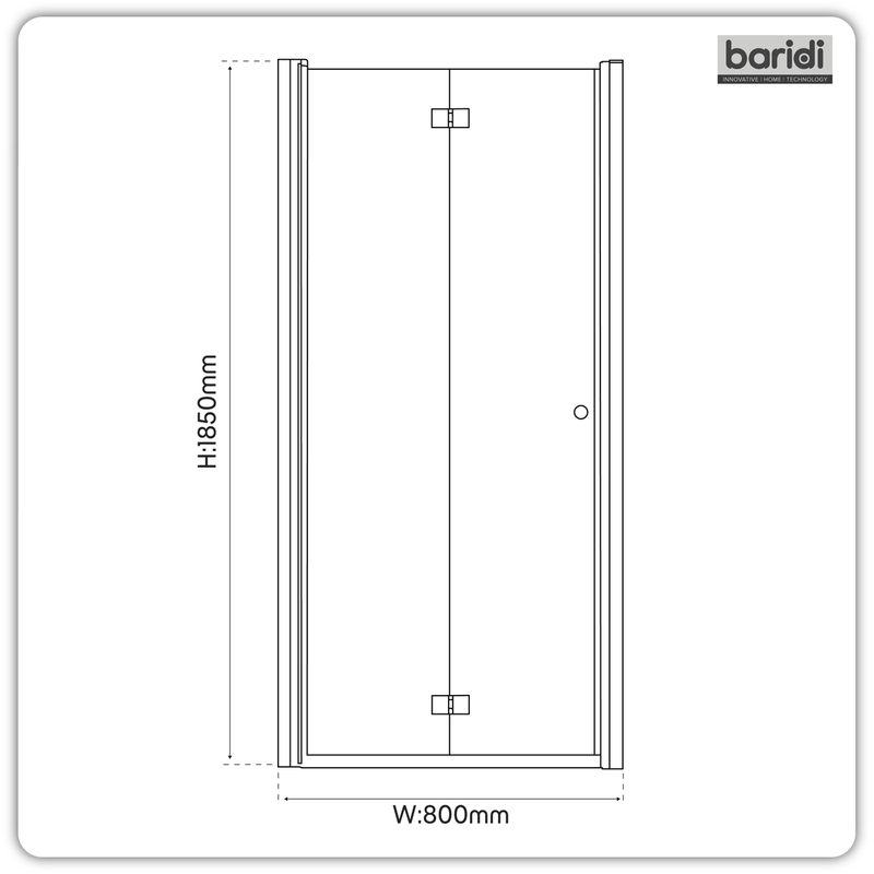 Baridi DH305 Bi-Fold Shower Door 800 x 1850mm, 6mm Tempered Glass, Reversible - Chrome - additional view 6