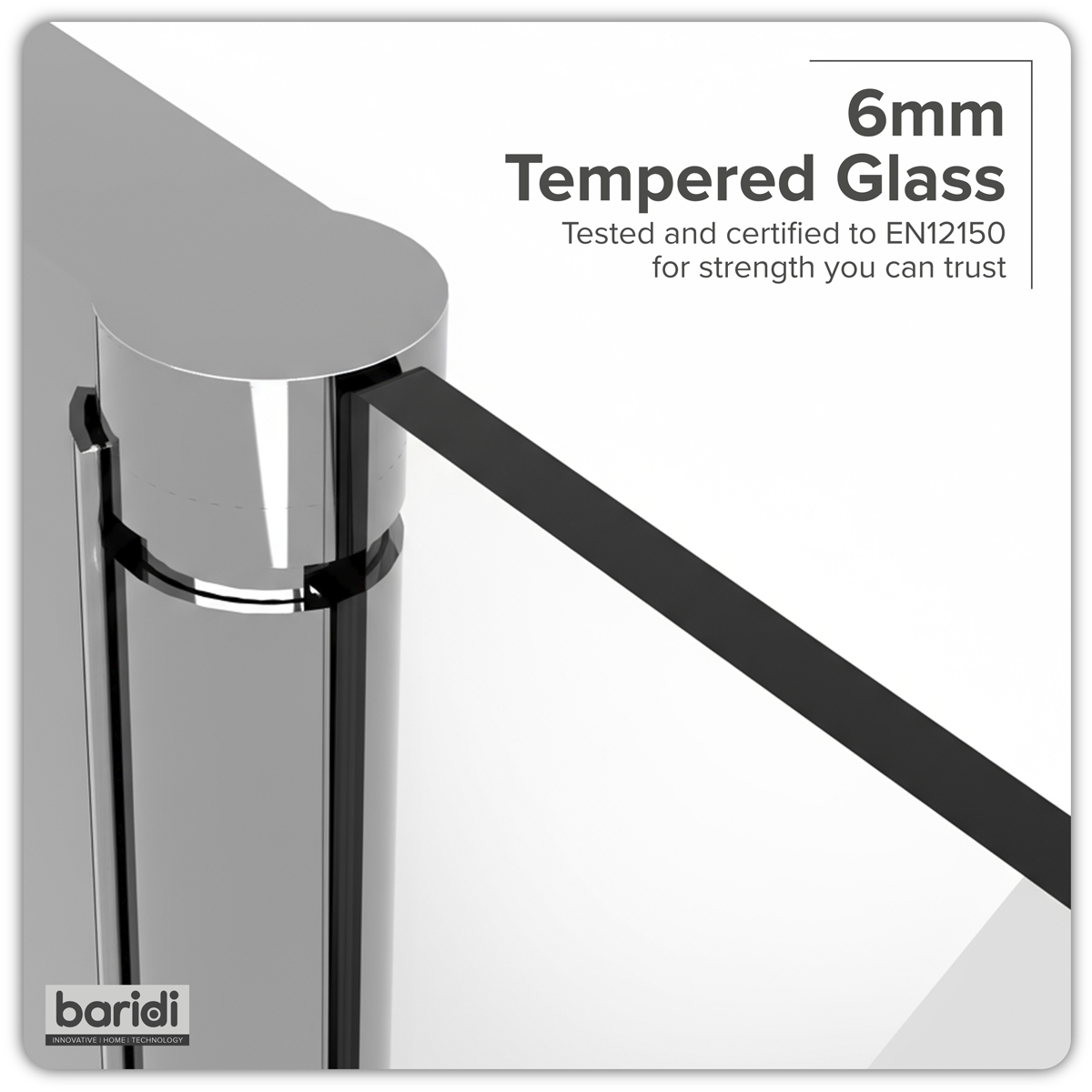 Baridi DH305 Bi-Fold Shower Door 800 x 1850mm, 6mm Tempered Glass, Reversible - Chrome - additional view 7