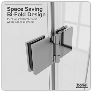 Baridi DH305 Bi-Fold Shower Door 800 x 1850mm, 6mm Tempered Glass, Reversible - Chrome - additional view 8