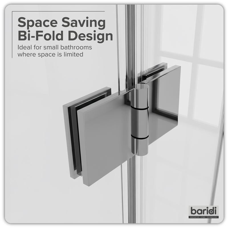 Baridi DH305 Bi-Fold Shower Door 800 x 1850mm, 6mm Tempered Glass, Reversible - Chrome - additional view 8