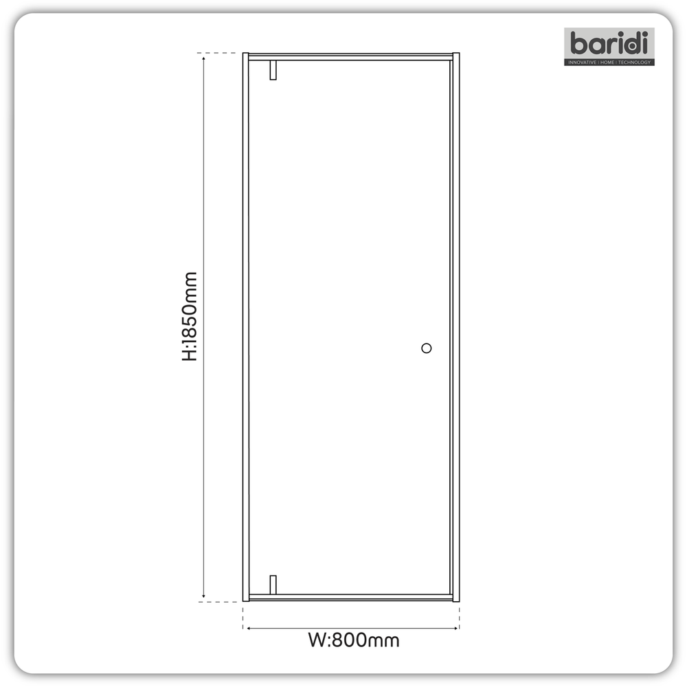 Baridi DH306 Hinged Shower Door 800 x 1850mm, 6mm Tempered Glass, Reversible - Chrome - additional view 2