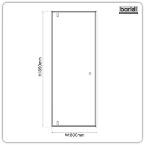 Baridi DH307 Hinged Shower Door 800 x 1850mm, 6mm Tempered Glass, Reversible - Black - additional view 5