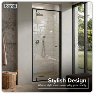 Baridi DH307 Hinged Shower Door 800 x 1850mm, 6mm Tempered Glass, Reversible - Black - additional view 6