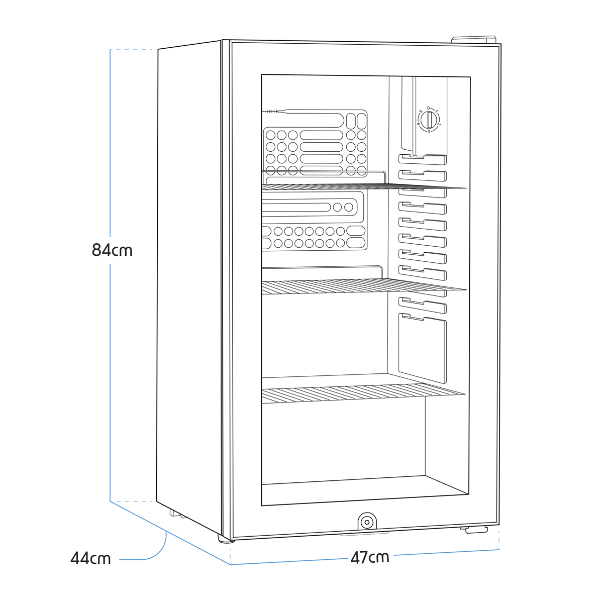 Baridi DH31 Undercounter Drinks, Beer & Wine Fridge with Wire Shelves, Internal Light & Security Lock 85L - additional view 9
