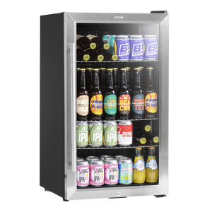 Baridi DH31 Undercounter Drinks, Beer & Wine Fridge with Wire Shelves, Internal Light & Security Lock 85L - Stainless Steel
