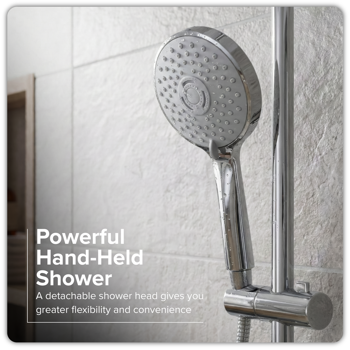 Baridi DH314 Thermostatic Shower Mixer Set, 20cm Round Head, Adjustable Rail - Chrome - additional view 14