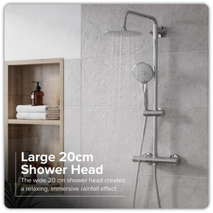 Baridi DH314 Thermostatic Shower Mixer Set, 20cm Round Head, Adjustable Rail - Chrome - additional view 17