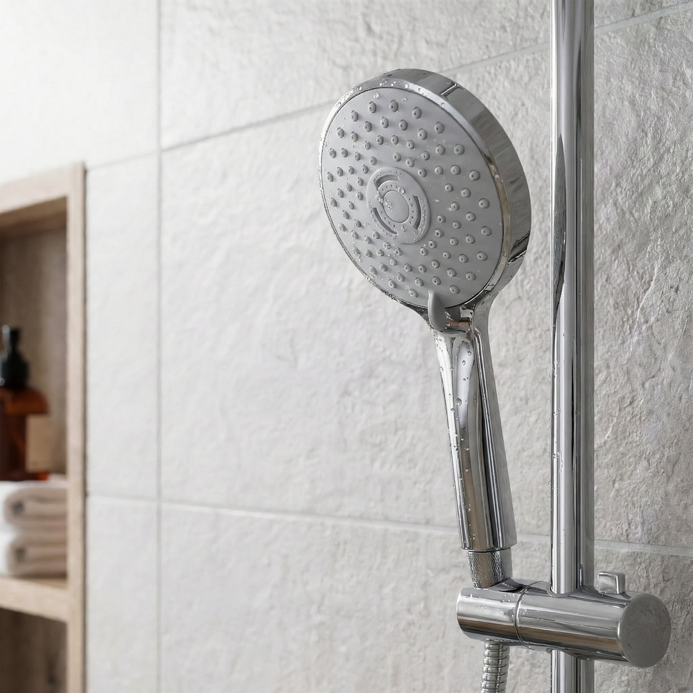 Baridi DH314 Thermostatic Shower Mixer Set, 20cm Round Head, Adjustable Rail - Chrome - additional view 7