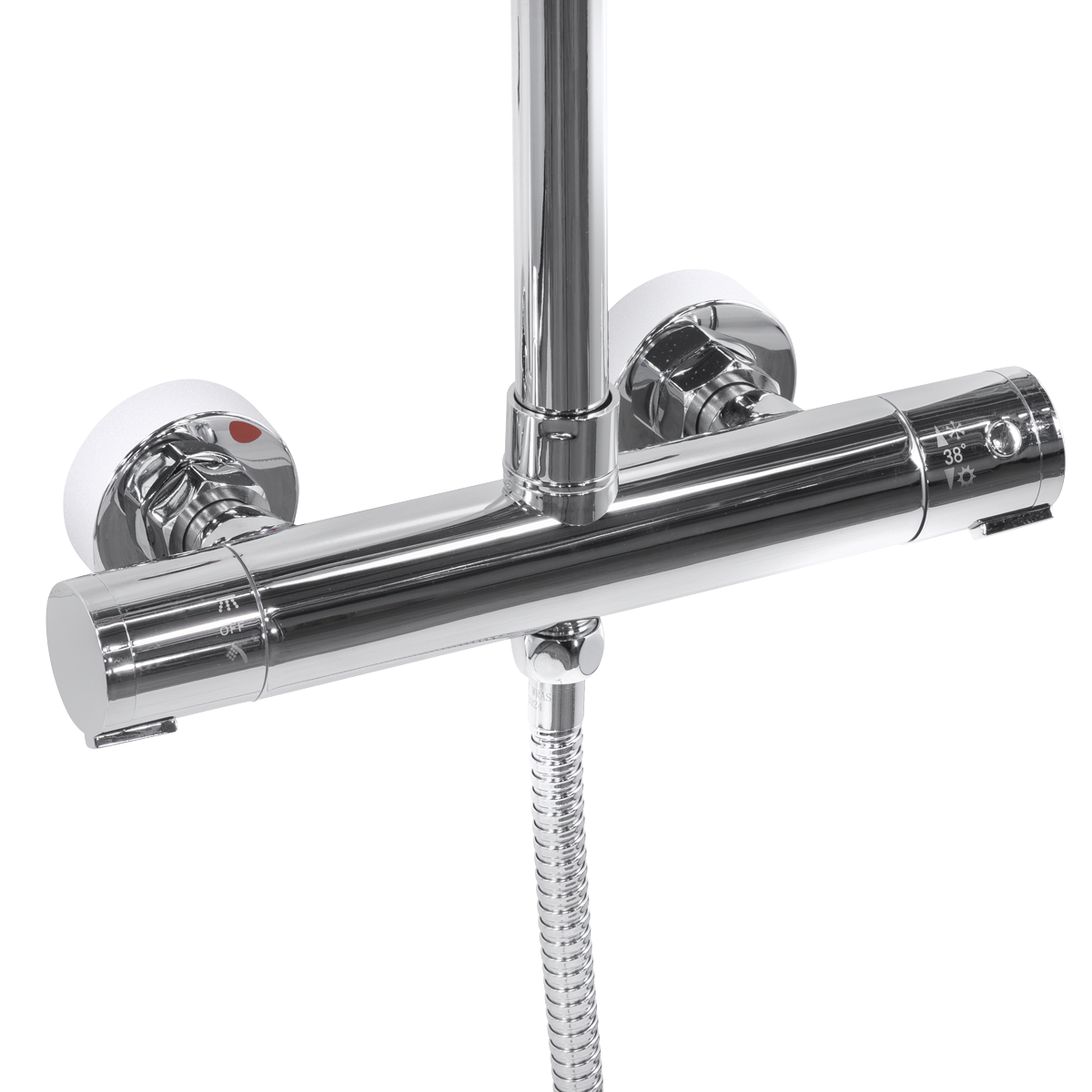 Baridi DH314 Thermostatic Shower Mixer Set, 20cm Round Head, Adjustable Rail - Chrome - additional view 8