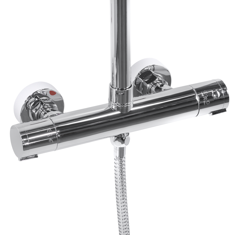 Baridi DH314 Thermostatic Shower Mixer Set, 20cm Round Head, Adjustable Rail - Chrome - additional view 8