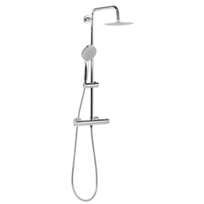 Baridi DH314 Thermostatic Shower Mixer Set, 20cm Round Head, Adjustable Rail - Chrome