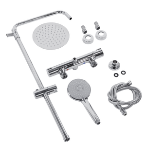 Baridi DH314 Thermostatic Shower Mixer Set, 20cm Round Head, Adjustable Rail - Chrome - additional view 11