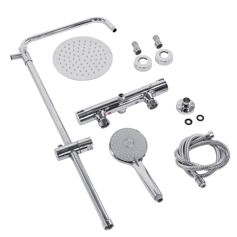 Baridi DH314 Thermostatic Shower Mixer Set, 20cm Round Head, Adjustable Rail - Chrome - additional view 11