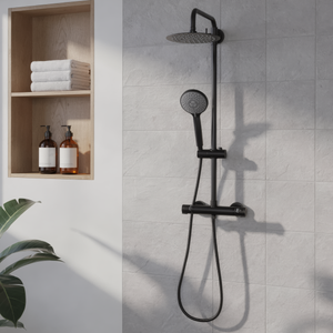 Baridi DH315 Thermostatic Shower Mixer Set, 20cm Round Head, Adjustable Rail - Black - additional view 19