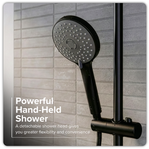 Baridi DH315 Thermostatic Shower Mixer Set, 20cm Round Head, Adjustable Rail - Black - additional view 5