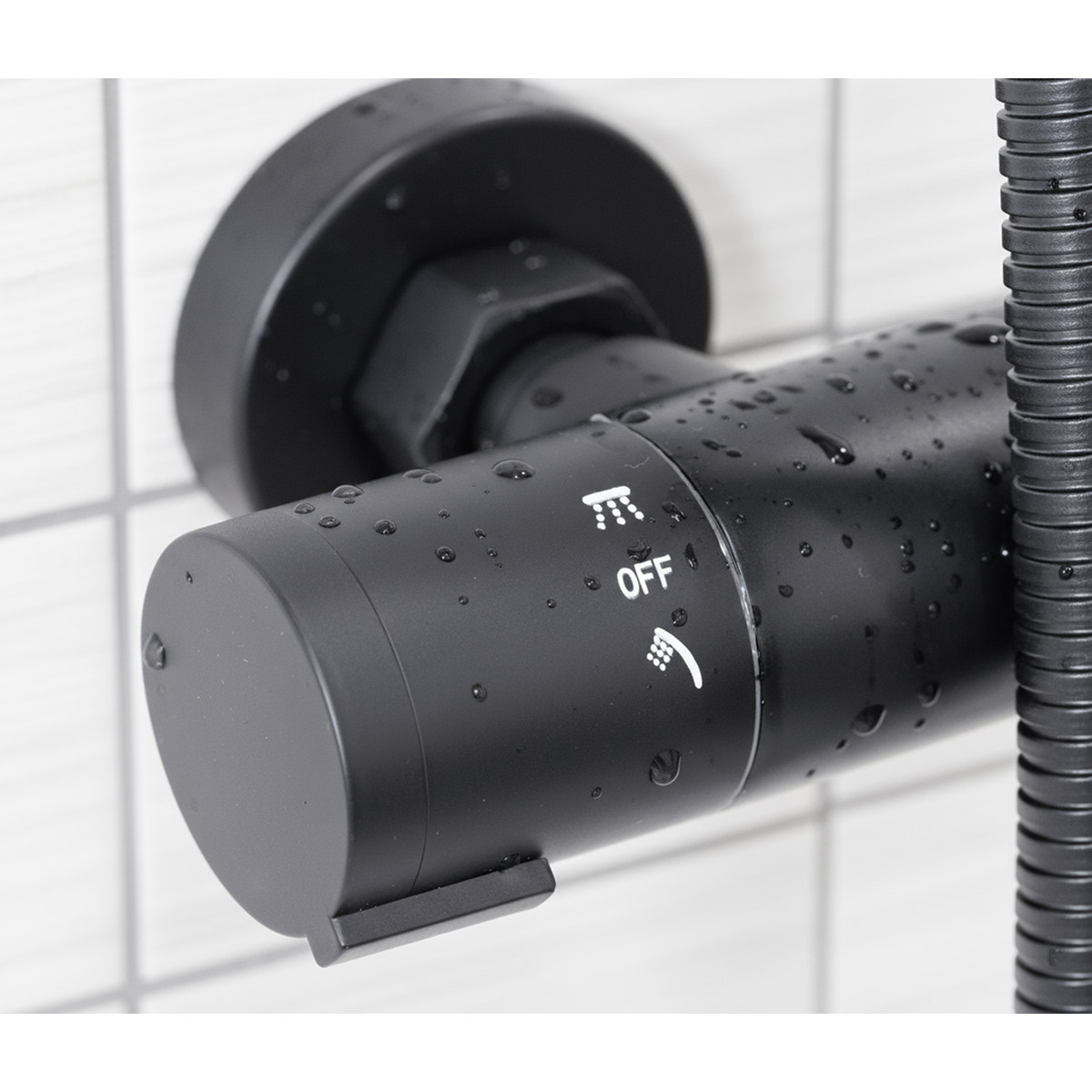 Baridi DH315 Thermostatic Shower Mixer Set, 20cm Round Head, Adjustable Rail - Black - additional view 14