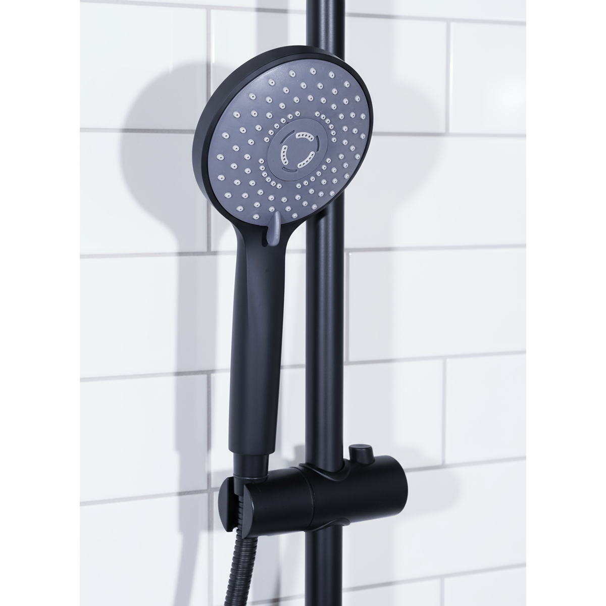 Baridi DH315 Thermostatic Shower Mixer Set, 20cm Round Head, Adjustable Rail - Black - additional view 11