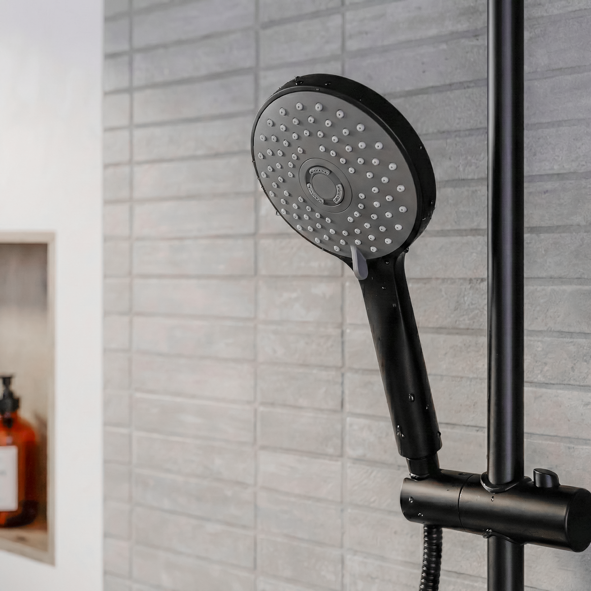 Baridi DH315 Thermostatic Shower Mixer Set, 20cm Round Head, Adjustable Rail - Black - additional view 17