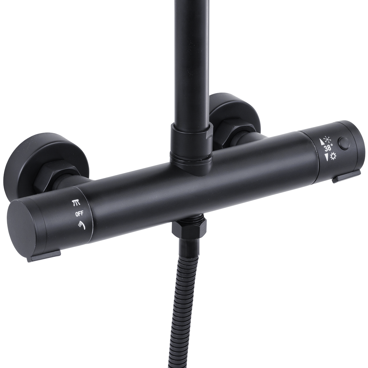 Baridi DH315 Thermostatic Shower Mixer Set, 20cm Round Head, Adjustable Rail - Black - additional view 18