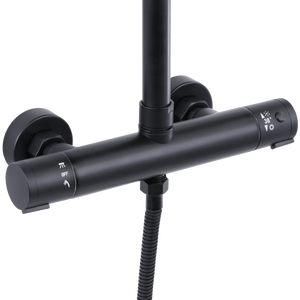 Baridi DH315 Thermostatic Shower Mixer Set, 20cm Round Head, Adjustable Rail - Black - additional view 18