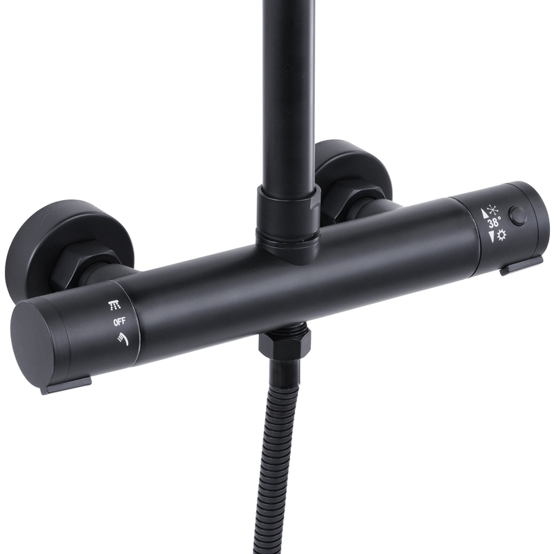 Baridi DH315 Thermostatic Shower Mixer Set, 20cm Round Head, Adjustable Rail - Black - additional view 18