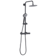 Baridi DH315 Thermostatic Shower Mixer Set, 20cm Round Head, Adjustable Rail - Black