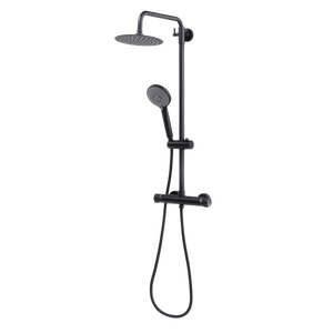 Baridi DH315 Thermostatic Shower Mixer Set, 20cm Round Head, Adjustable Rail - Black - additional view 2