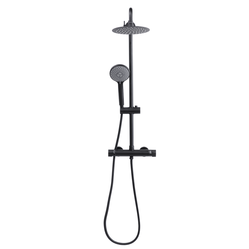 Baridi DH315 Thermostatic Shower Mixer Set, 20cm Round Head, Adjustable Rail - Black - additional view 15