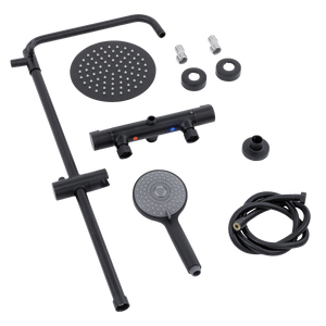Baridi DH315 Thermostatic Shower Mixer Set, 20cm Round Head, Adjustable Rail - Black - additional view 16